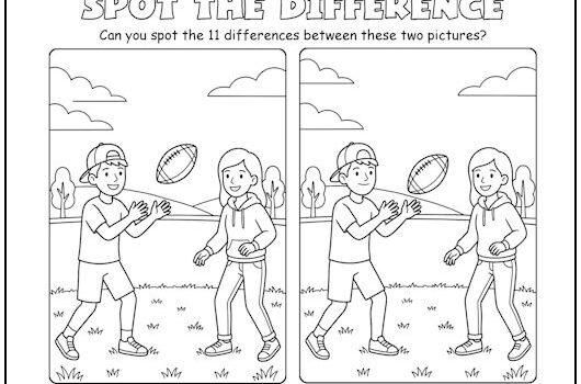 Football Toss Spot the Difference Picture Puzzle