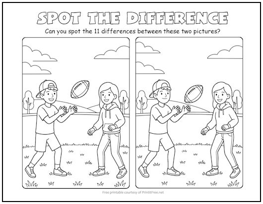 Football Toss Spot the Difference Picture Puzzle