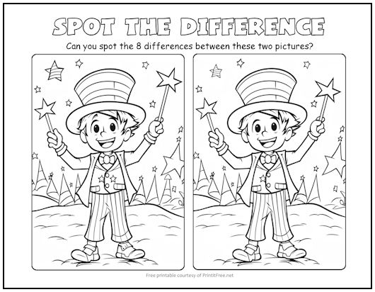 Fourth of July Spot the Difference Picture Puzzle