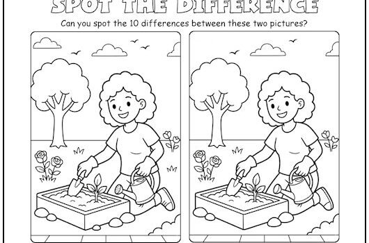 Gardening Woman Spot the Difference Picture Puzzle