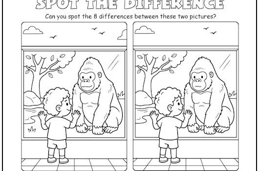Boy with Gorilla Spot the Difference Picture Puzzle