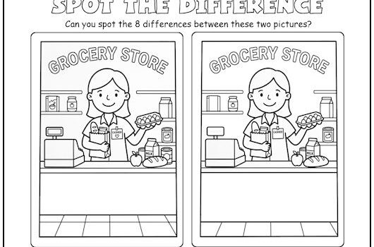 Grocery Store Spot the Difference Picture Puzzle