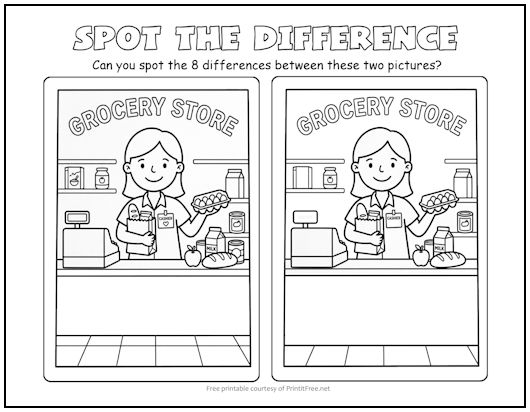 Grocery Store Spot the Difference Picture Puzzle
