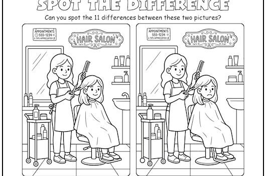 Hair Salon Spot the Difference Picture Puzzle