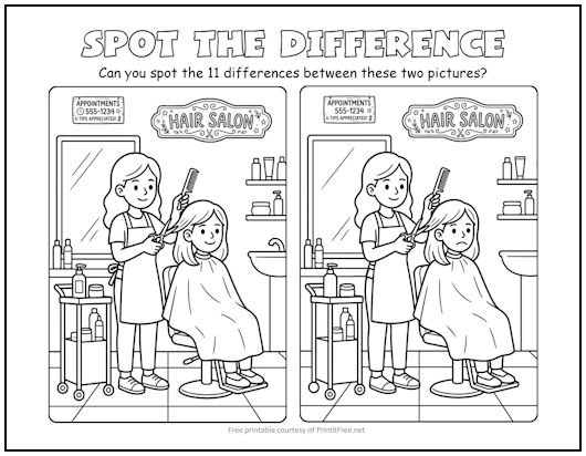 Hair Salon Spot the Difference Picture Puzzle