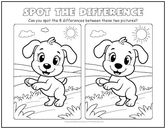 Happy Puppy Spot the Difference Picture Puzzle