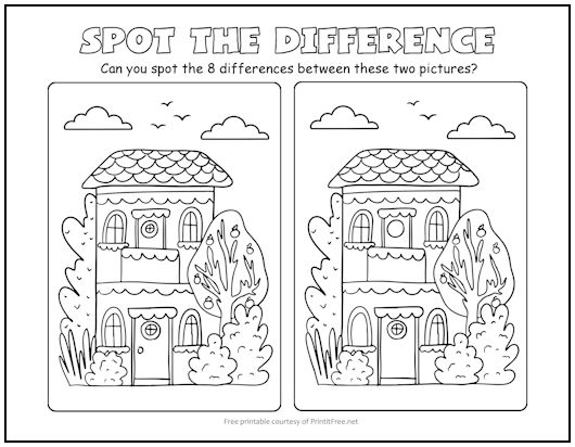 Whimsical House Spot the Difference Picture Puzzle