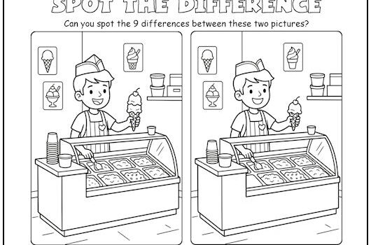 Ice Cream Shoppe Spot the Difference Picture Puzzle