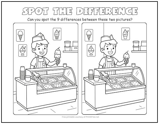 Ice Cream Shoppe Spot the Difference Picture Puzzle