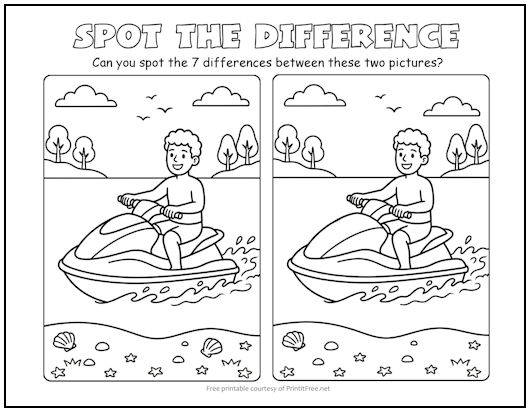 Jet Ski Spot the Difference Picture Puzzle