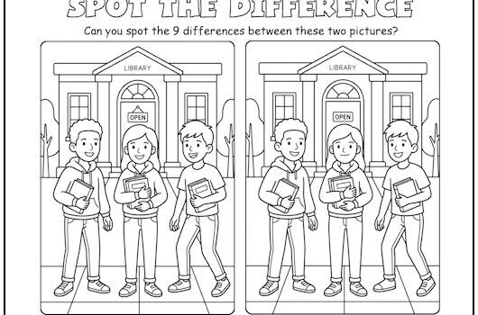 Library Spot the Difference Picture Puzzle