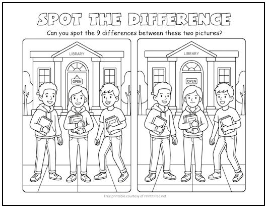 Library Spot the Difference Picture Puzzle