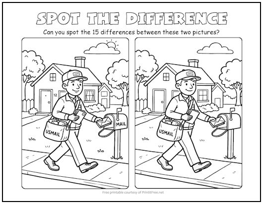 Mailman Spot the Difference Picture Puzzle
