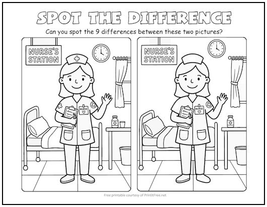 Nurse Spot the Difference Picture Puzzle