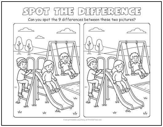 Playground Kids Spot the Difference Picture Puzzle