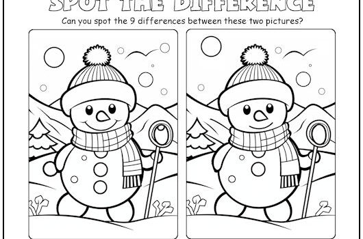 Snowman Spot the Difference Picture Puzzle Snowman Spot the Difference Picture Puzzle