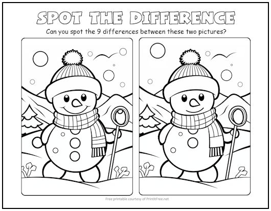 Snowman Spot the Difference Picture Puzzle