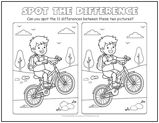 Bicycle Boy Spot the Difference Picture Puzzle