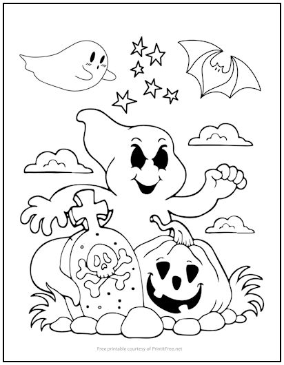 Graveyard Ghost Coloring Page