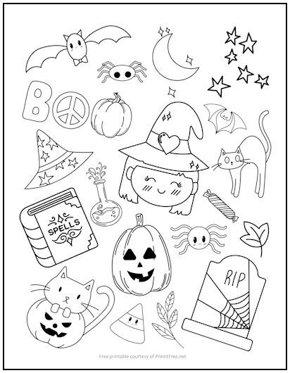 Halloween Hodgepodge Coloring Page