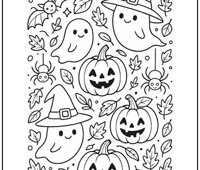 Halloween Collage Coloring Page Halloween Collage Coloring Page