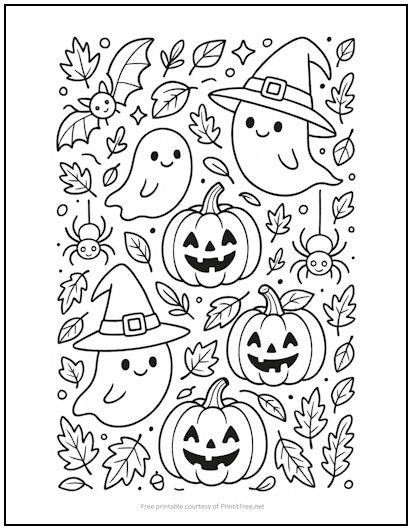 Halloween Collage Coloring Page
