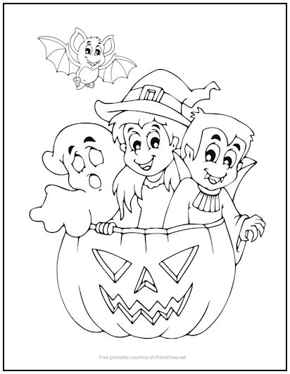 Halloween Gang Coloring Page
