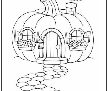 Pumpkin Cottage Coloring Page Pumpkin Cottage Coloring Page