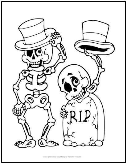 Wacky Skeletons Coloring Page