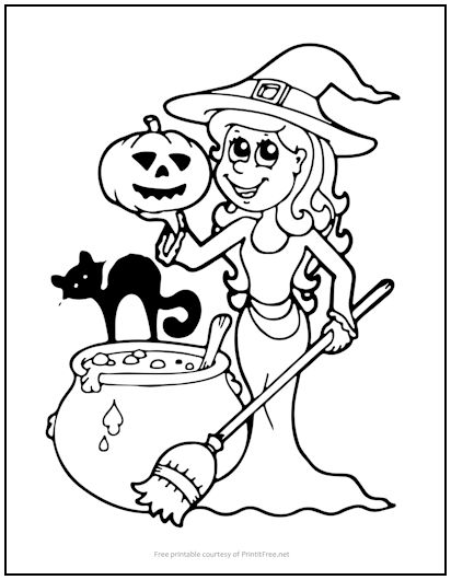 Cartoon Witch Coloring Page
