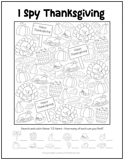 I Spy Thanksgiving Picture Activity