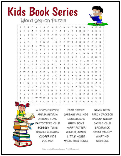 Kids Book Series Word Search Puzzle