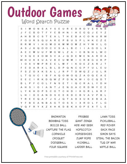 Outdoor Games Word Search Puzzle