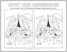 Find Differences Logic Puzzle Game Children Adults Printable Page