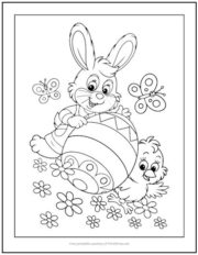 Easter Bunny and Chick Coloring Page