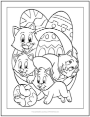 Easter Kittens Coloring Page