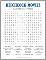 Hitchcock Movies Word Search Puzzle