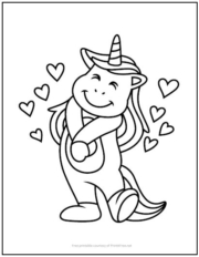 Unicorn in Love Coloring Page