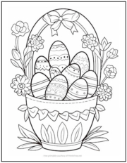 Easter Eggs in Basket Coloring Page