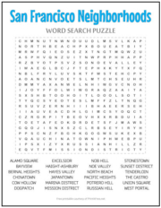 San Francisco Neighborhoods Word Search Puzzle