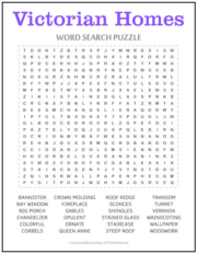 Victorian Homes Word Search Puzzle