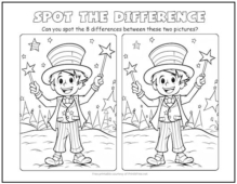 Fourth of July Spot the Difference Picture Puzzle