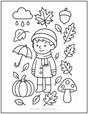 Autumn Boy Collage Coloring Page