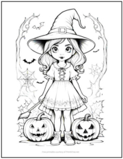 Halloween Witch Girl Coloring Page